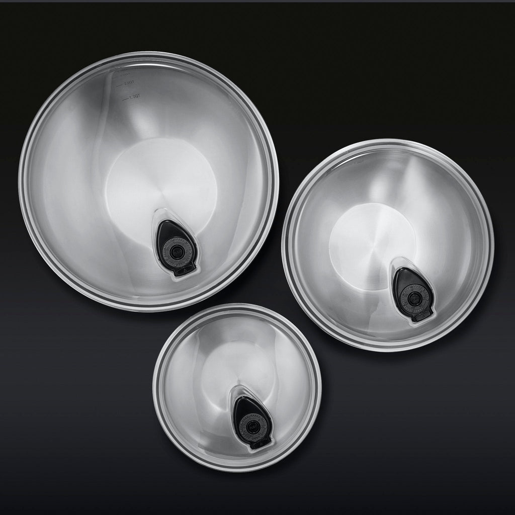 Stainless Mixing Bowl Set with Vacuum Seal Lids, 6-pc